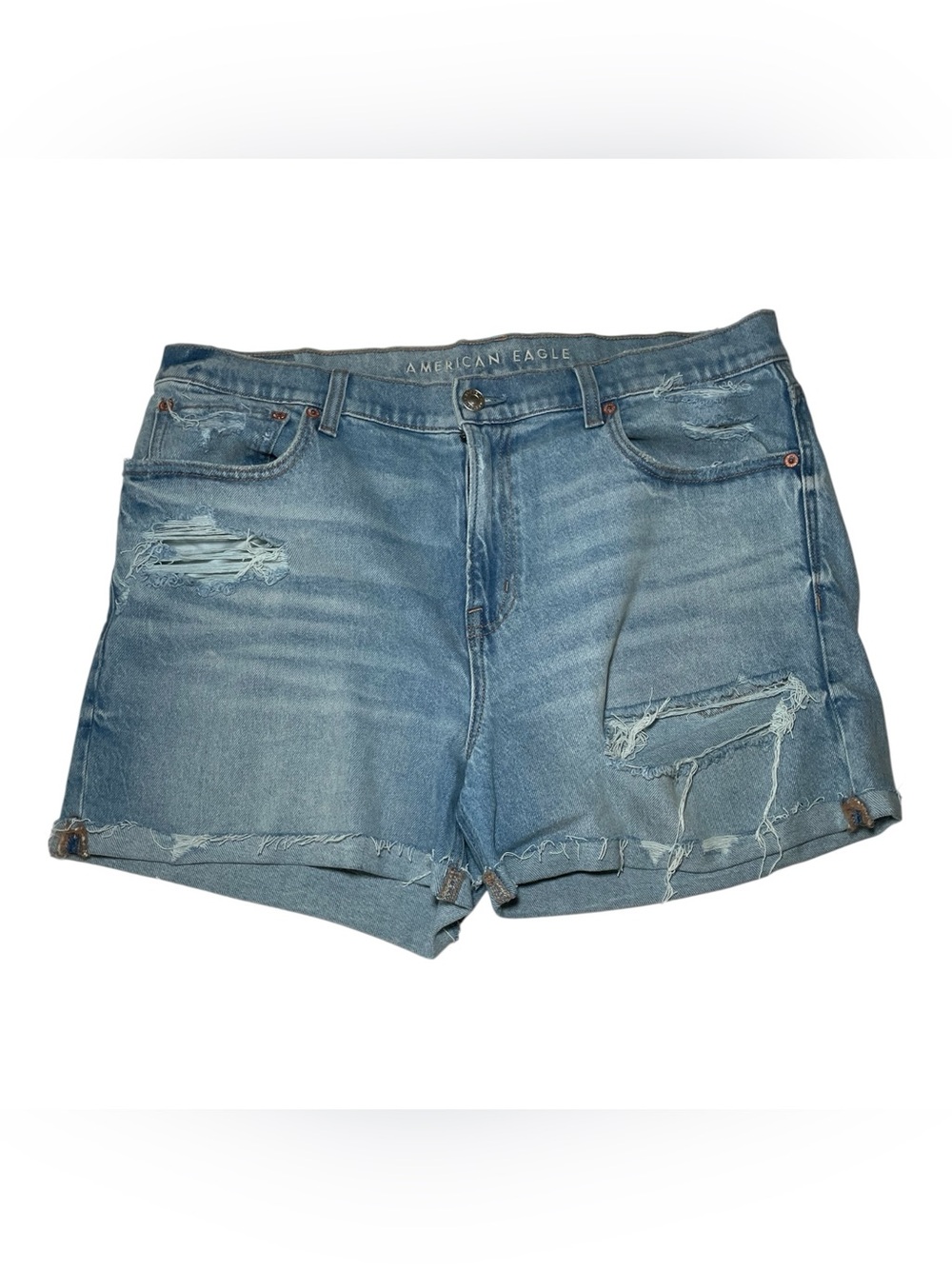 American Eagle AE Ex-Boyfriend Denim Shorts Distressed Light Wash Size 10